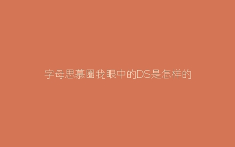 字母思慕圈我眼中的DS是怎样的