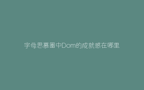 字母思慕圈中Dom的成就感在哪里？