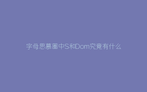 字母思慕圈中S和Dom究竟有什么区别？