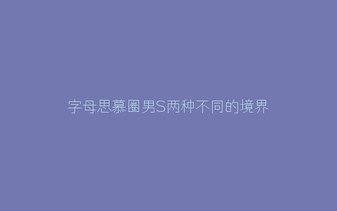 字母思慕圈男S两种不同的境界