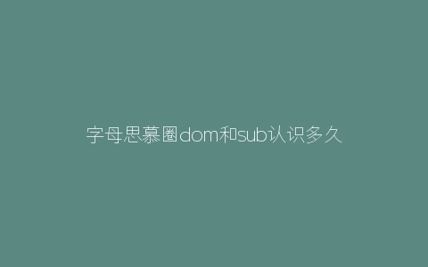 字母思慕圈dom和sub认识多久可以现实见面