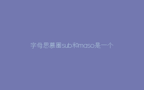 字母思慕圈sub和maso是一个概念吗