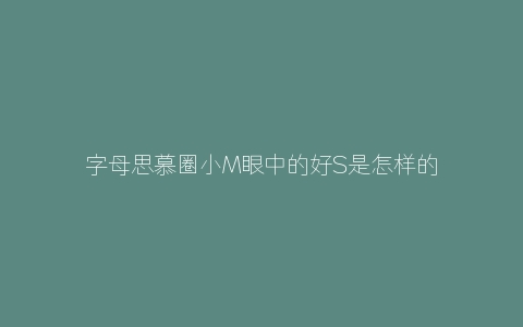 字母思慕圈小M眼中的好S是怎样的