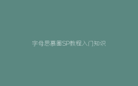 字母思慕圈SP教程入门知识