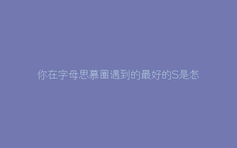 你在字母思慕圈遇到的最好的S是怎样的？