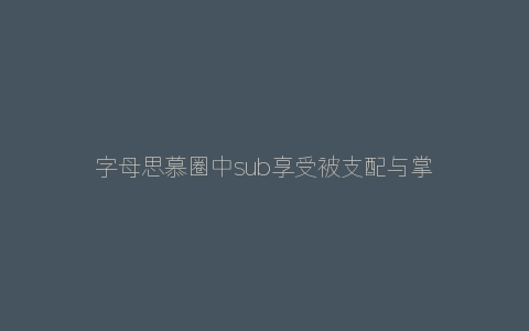 字母思慕圈中sub享受被支配与掌控