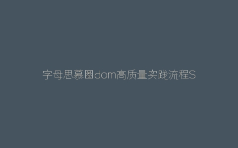 字母思慕圈dom高质量实践流程S调教指南