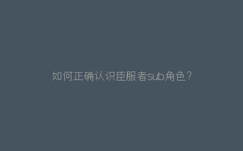 如何正确认识臣服者sub角色？