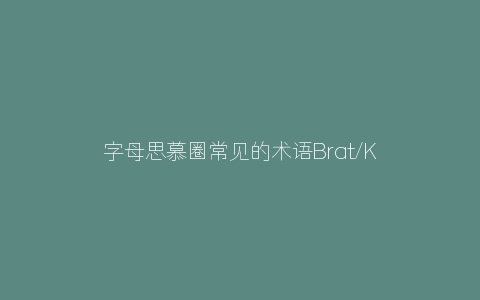 字母思慕圈常见的术语Brat/K8/K9/SSC/RACK名词解释