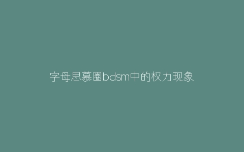 字母思慕圈bdsm中的权力现象