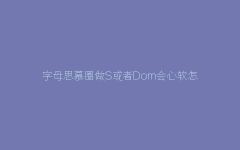 字母思慕圈做S或者Dom会心软怎么办