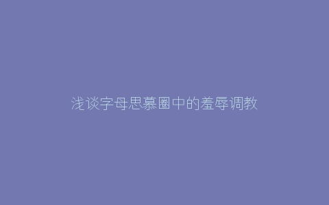 浅谈字母思慕圈中的羞辱调教