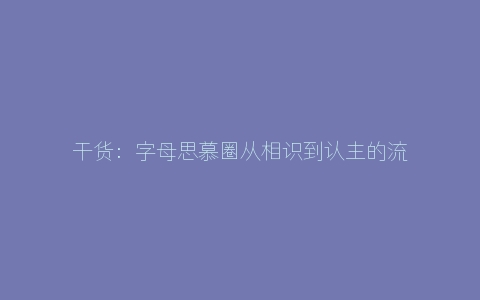 干货：字母思慕圈从相识到认主的流程