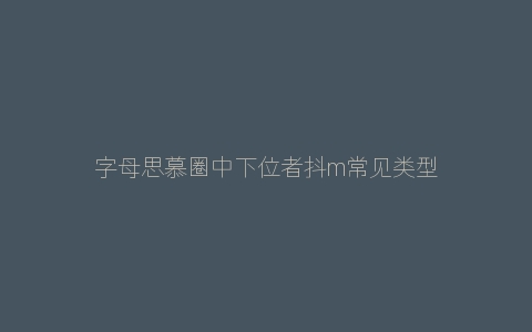 字母思慕圈中下位者抖m常见类型