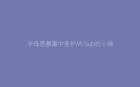 字母思慕圈中爱护M/Sub的小细节