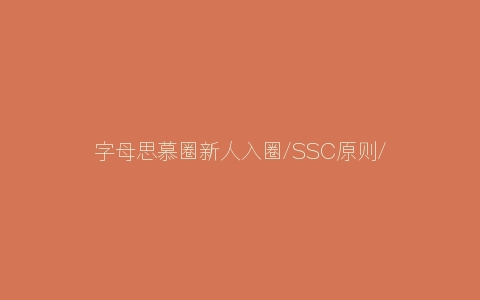 字母思慕圈新人入圈/SSC原则/DS/主m等问题解答