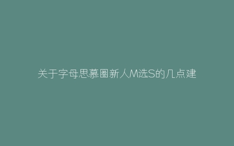 关于字母思慕圈新人M选S的几点建议