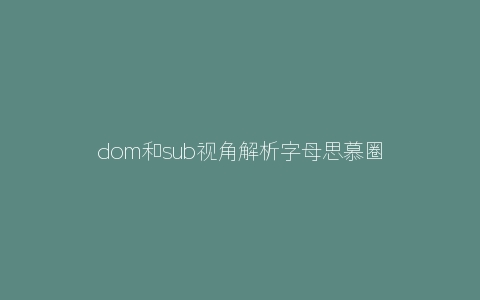 dom和sub视角解析字母思慕圈ds关系